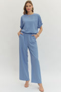 Woven Short Sleeve and Pants Set