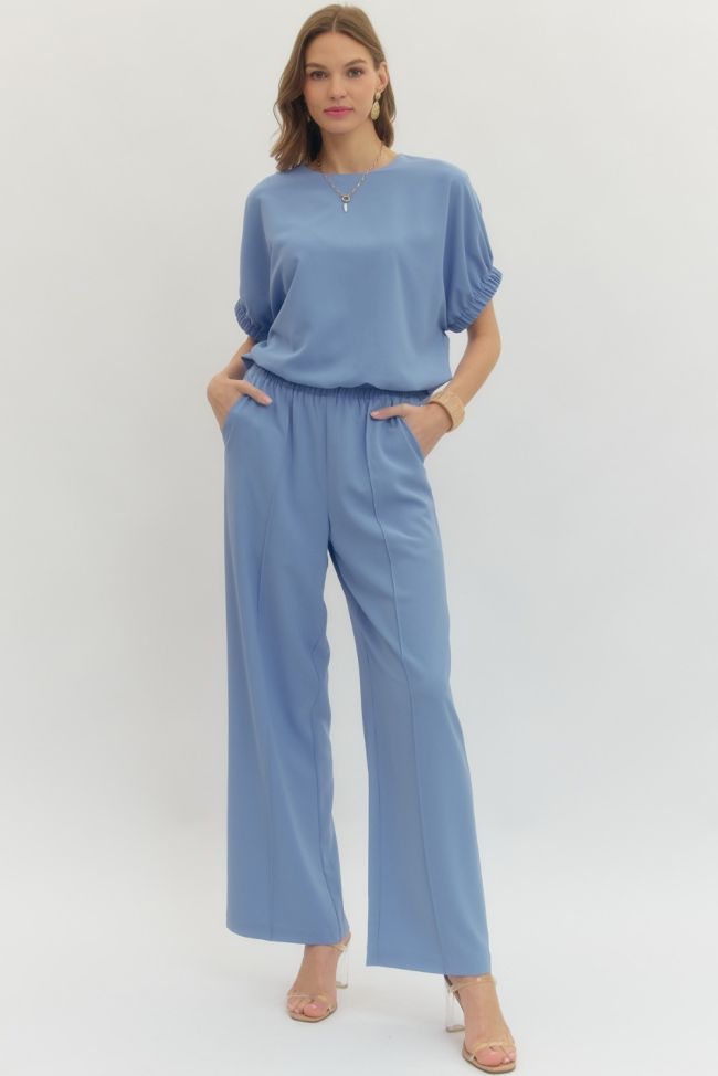 Woven Short Sleeve and Pants Set
