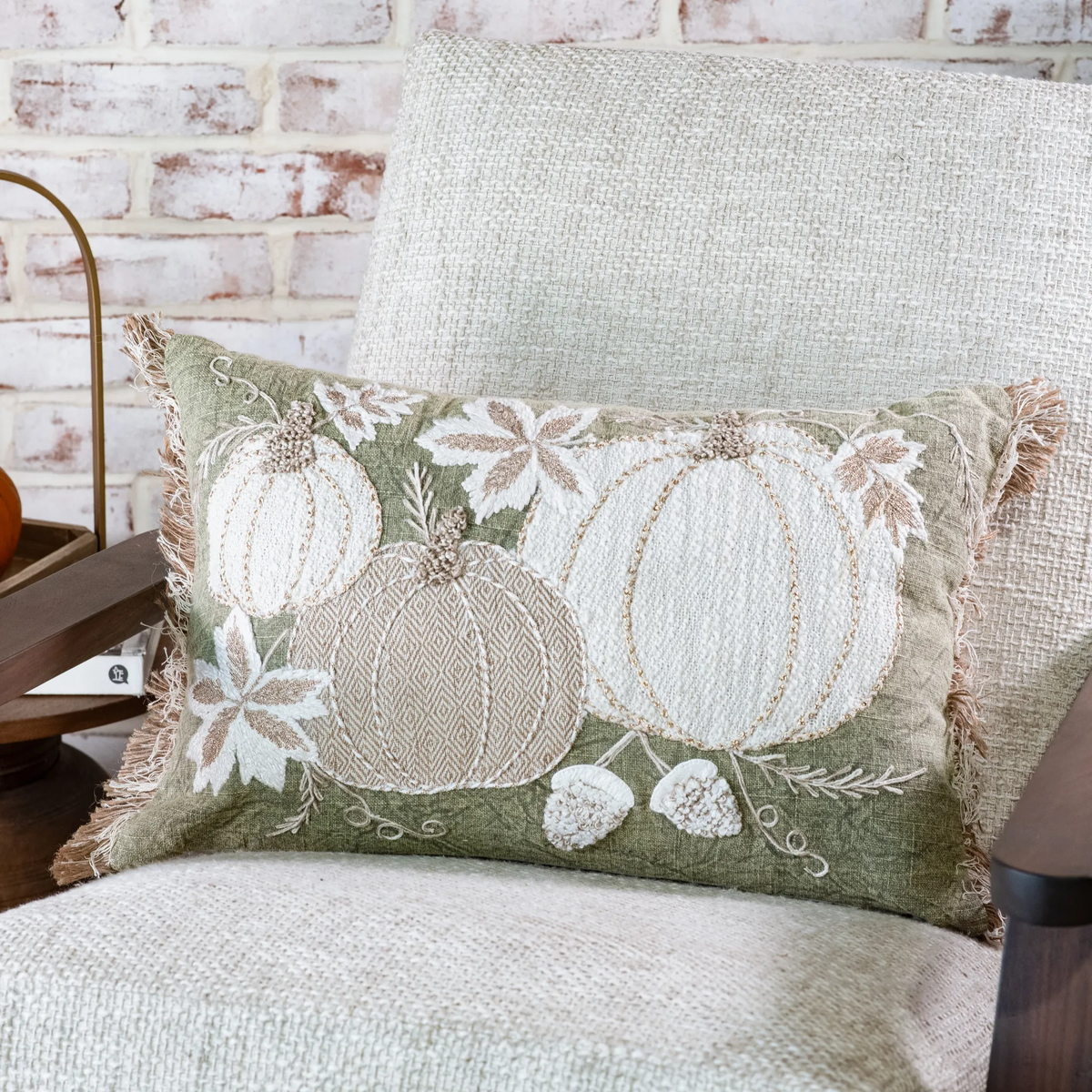 Autum Pumpkins Green Pillows