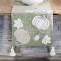 72' Autumn Pumpkins Green Table Runner