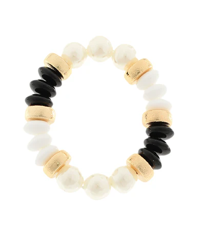 Double Pearl & Color Rondelle Beads Bracelet