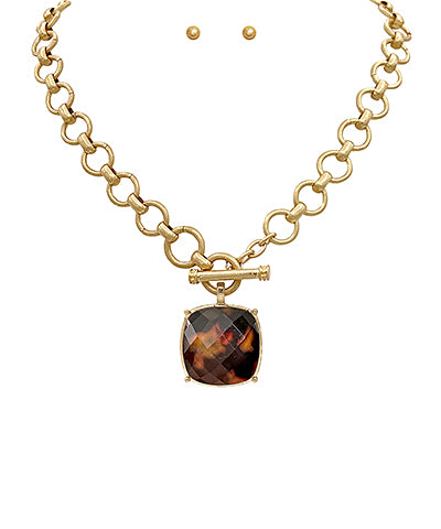 Square Stoned Necklace