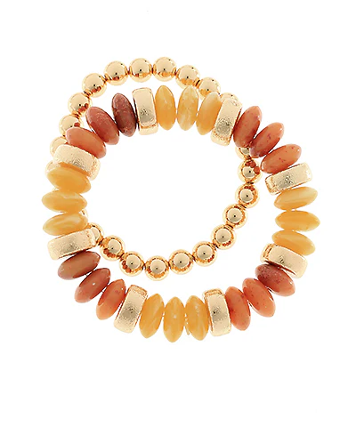 Fall 2 Row Color Rondelle Beads Bracelet