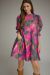 Printed Puff Mock Neck Midi Dress