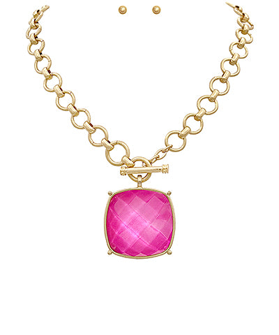 Square Stoned Necklace