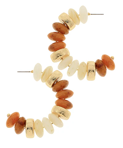 Fall Color Rondelle Shape Bead Hoops