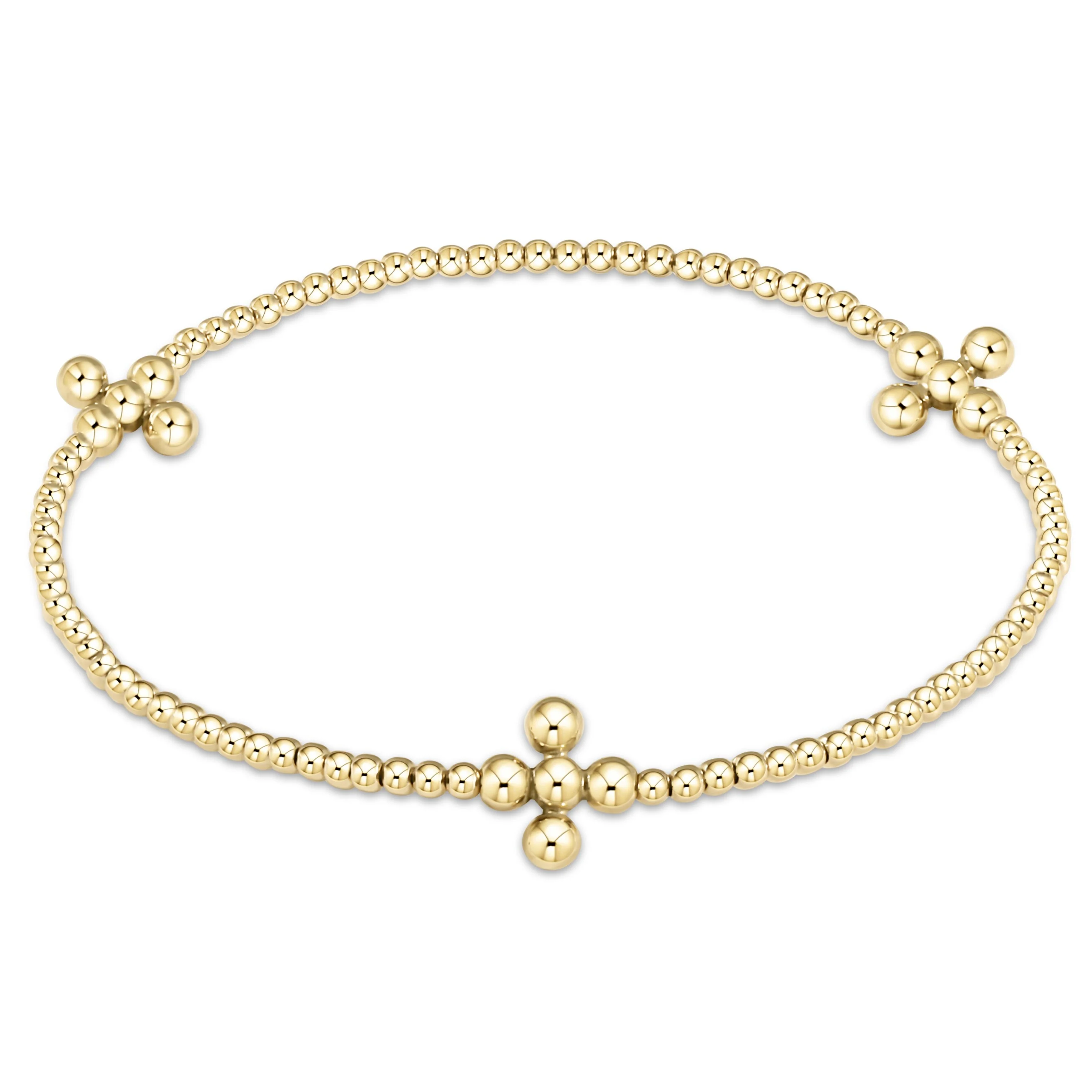 Beaded Gold Signature Cross Bracelet